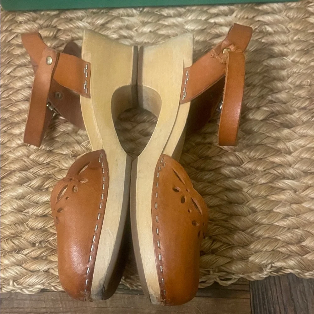 Swedish Hasbeens Brown Leather Mules - Picture 2 of 4